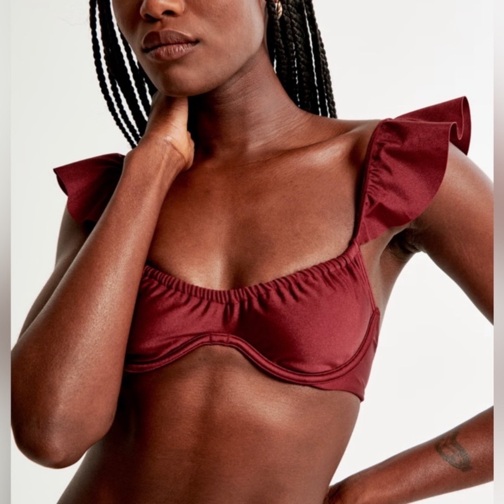 Abercrombie satin ruffle bikini top